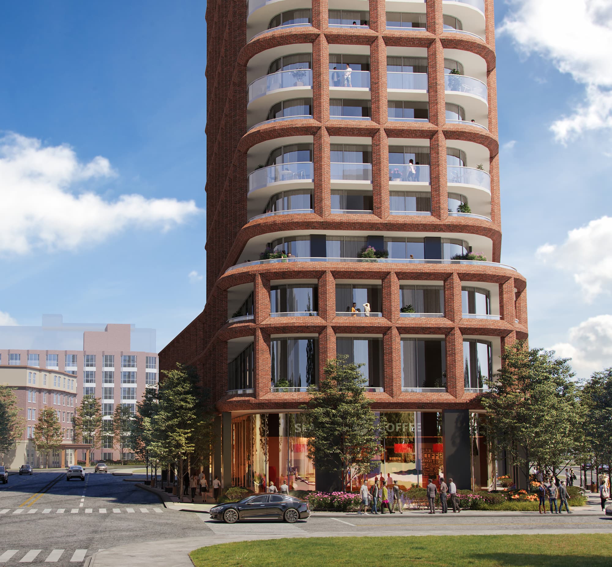 The Burleau Condos lakefront tower beside Pearl Hotel Burlington